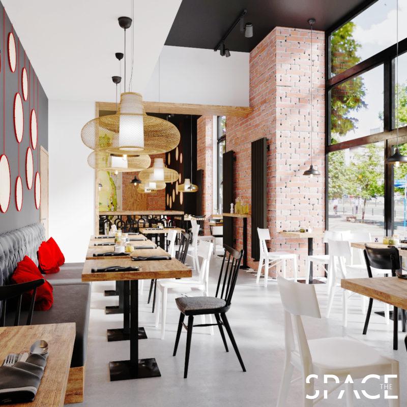 Projekt sali w restauracji Witaj